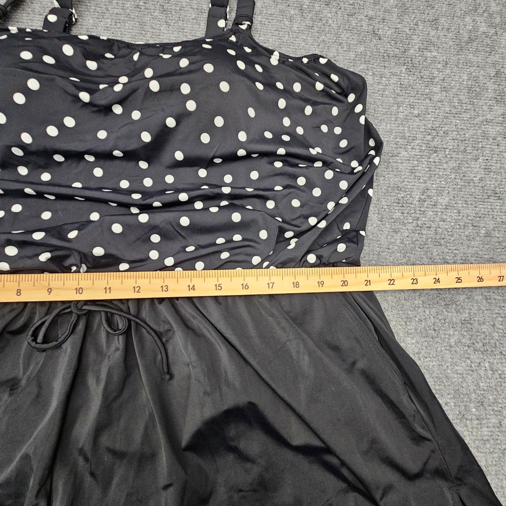 Swim Solutions Romper 22W Black Polka Dot Tummy Control Thigh Minimizer Swimsuit - Picture 8 of 9